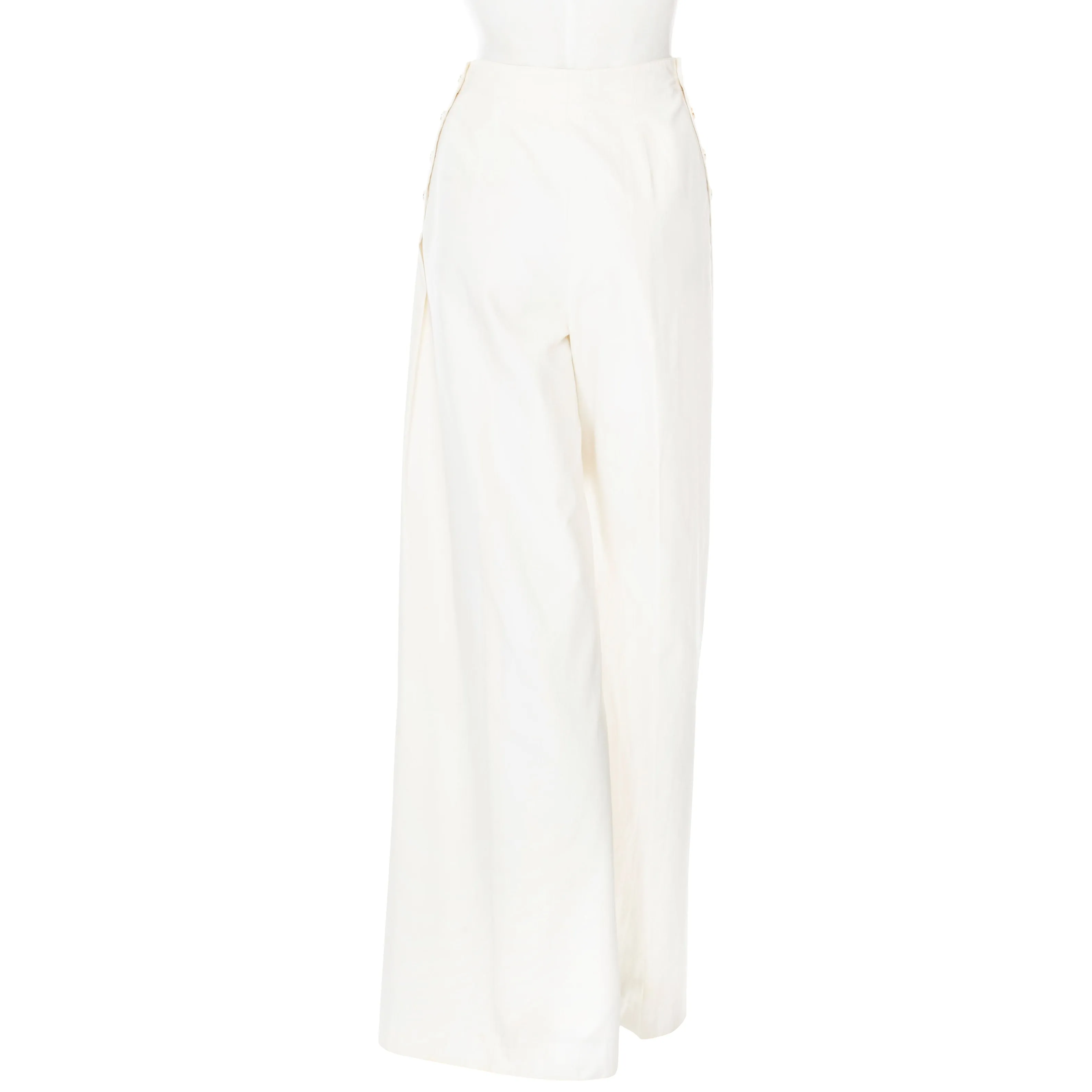 1990s White Cotton Wide-Leg Sailor Pants