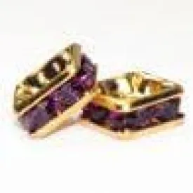 4mm Gold Plate Squaredell - Amethyst (Sold by the piece)