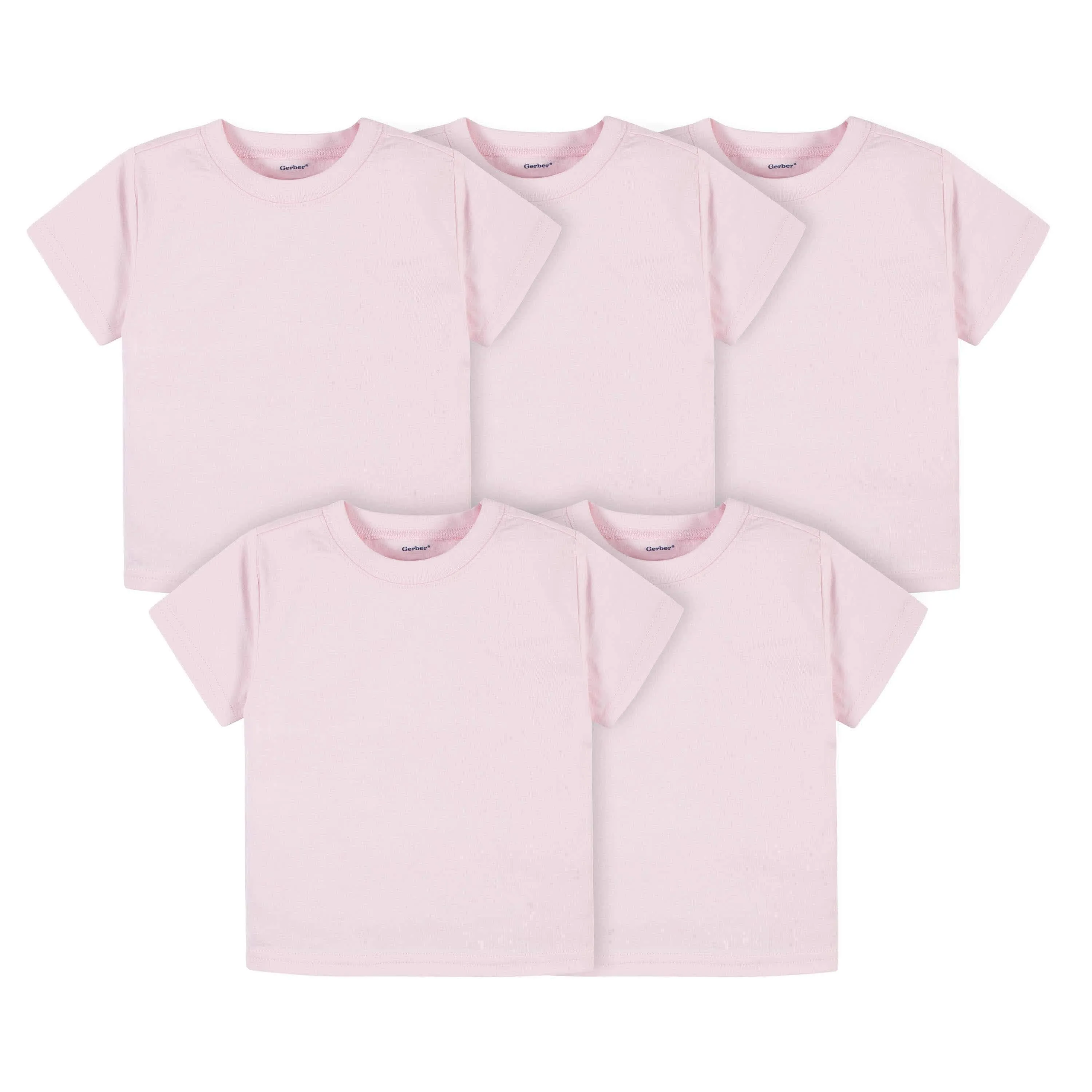 5-Pack Infant & Toddler Light Pink Premium Short Sleeve Tees