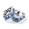 6mm Silver Plate Squaredell - Light Sapphire (Sold by the piece)