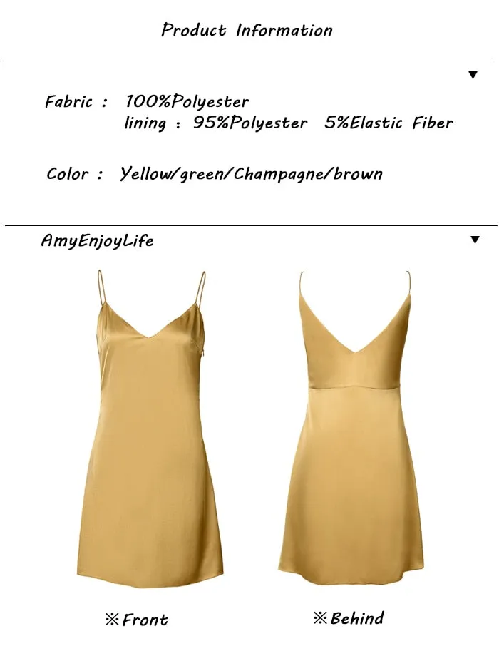 AEL Satin Dress Deep V Neck Women Summer Dresses Sexy Backless  Ladies Mini Slip Dress With Lining 2019 Summer