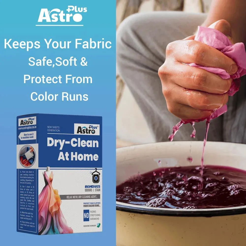 Astro Plus  Dry Clean At Home Liquid Wipes Ultimate Protection for Silk Saree and Chiffon, Cotton, Georgette, Linen and Woolen.