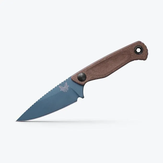 Benchmade 203BT-01 Dacian 3.54" Blue Cerakote CPM-Magnacut Brown Canvas Micarta Handles Ambidextrous Sheath