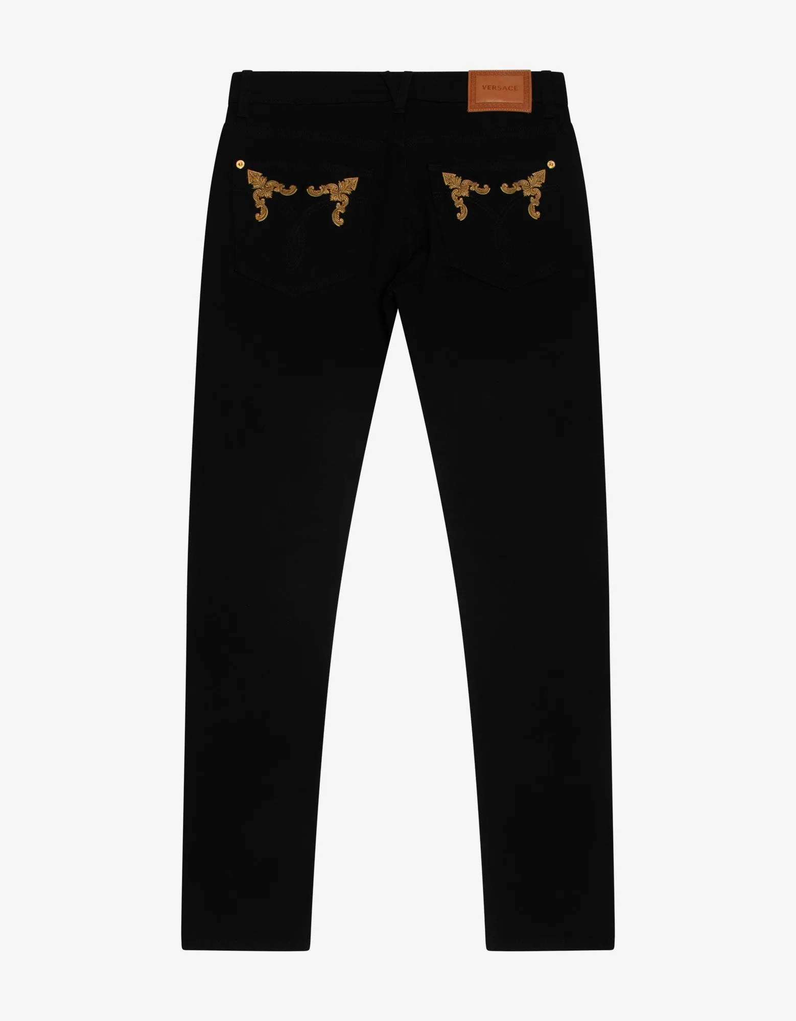 Black Barocco Embroidery Slim Jeans -