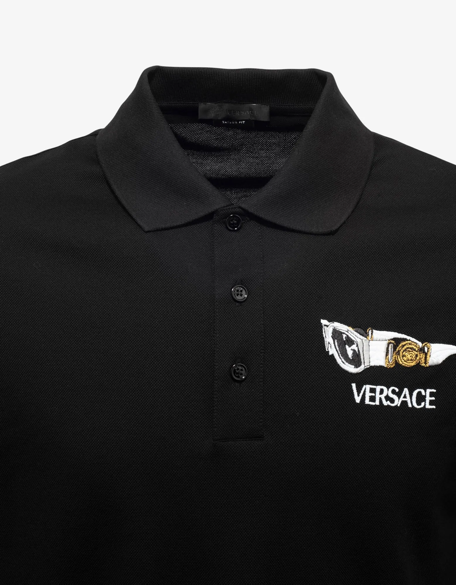 Black Biggie Sunglasses Embroidery Polo T-Shirt -