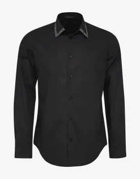 Black Nastro Logo Trim Collar Shirt