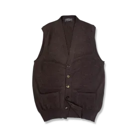 Cashmere Sleeveless Cardigan in Chocolate Brown