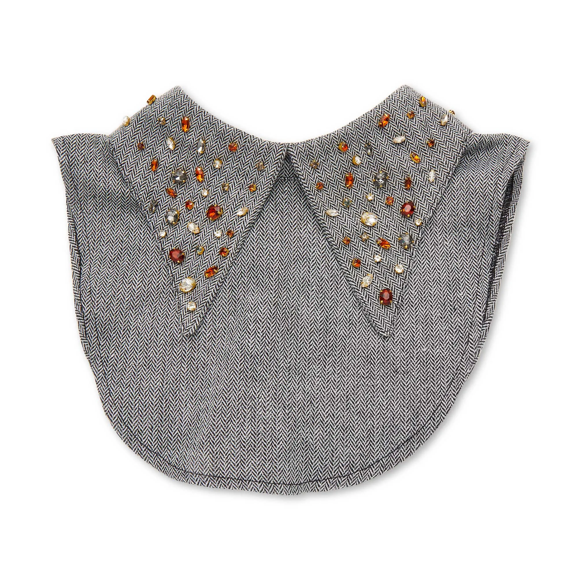 CHARCOAL TWILL PAYTON MIXED CRYSTAL POINTED COLLAR