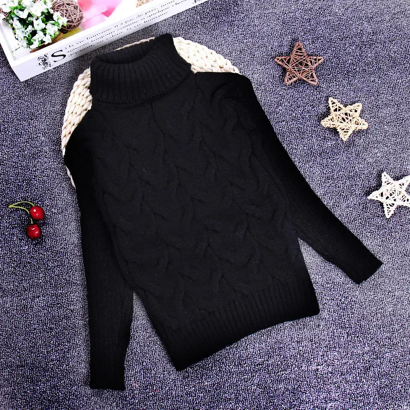 children's sweater Autumn Winter boy girl Knitted bottoming turtleneck shirts teenager solid high collar pullover sweater1-16Y