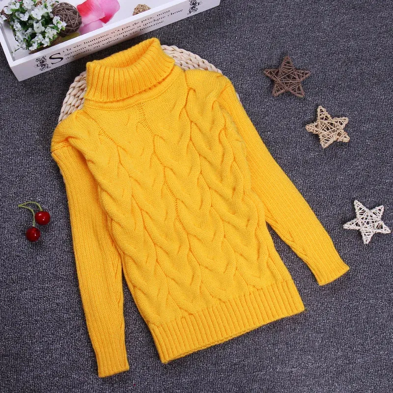 children's sweater Autumn Winter boy girl Knitted bottoming turtleneck shirts teenager solid high collar pullover sweater1-16Y