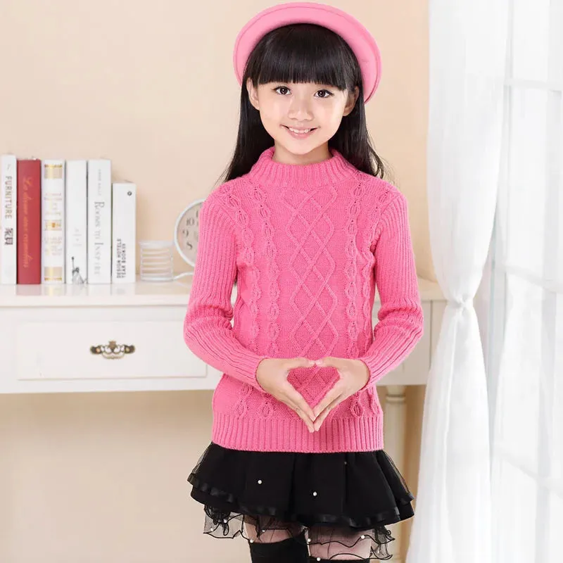 children's sweater Autumn Winter boy girl Knitted bottoming turtleneck shirts teenager solid high collar pullover sweater1-16Y