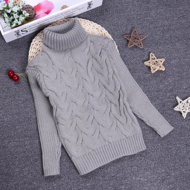 children's sweater Autumn Winter boy girl Knitted bottoming turtleneck shirts teenager solid high collar pullover sweater1-16Y