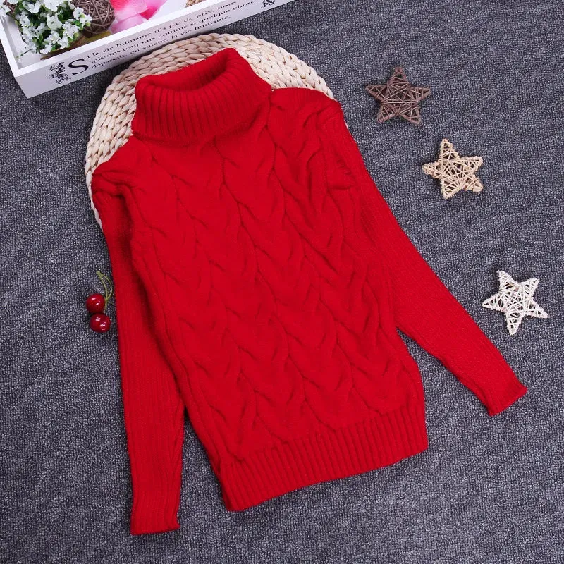 children's sweater Autumn Winter boy girl Knitted bottoming turtleneck shirts teenager solid high collar pullover sweater1-16Y