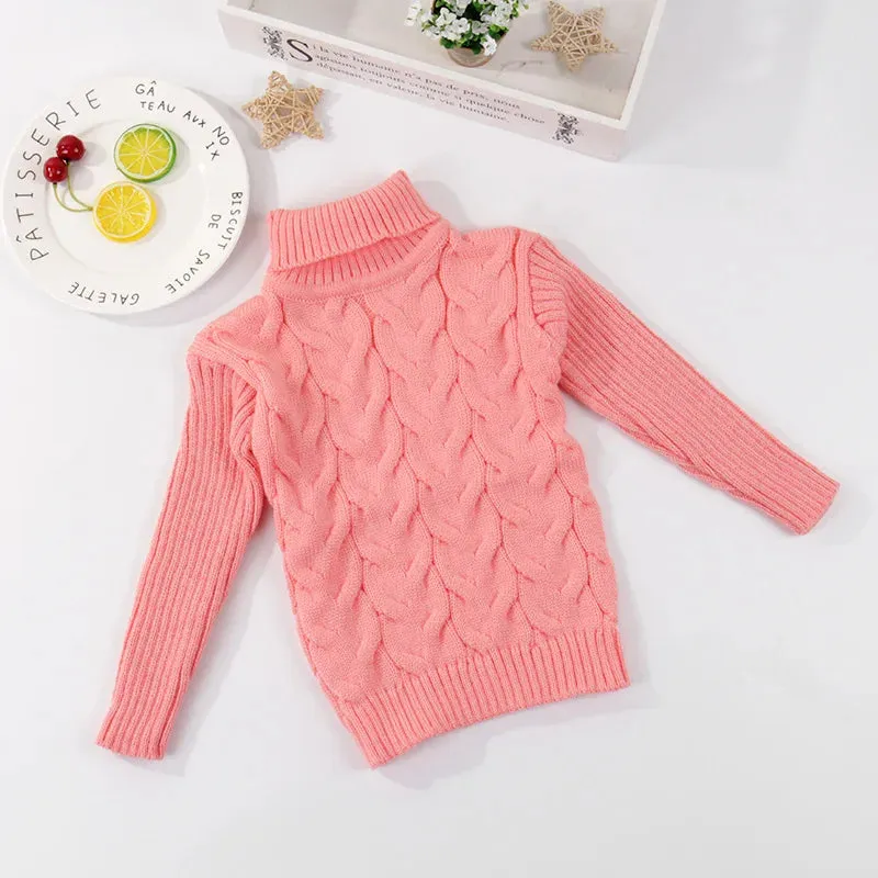 children's sweater Autumn Winter boy girl Knitted bottoming turtleneck shirts teenager solid high collar pullover sweater1-16Y