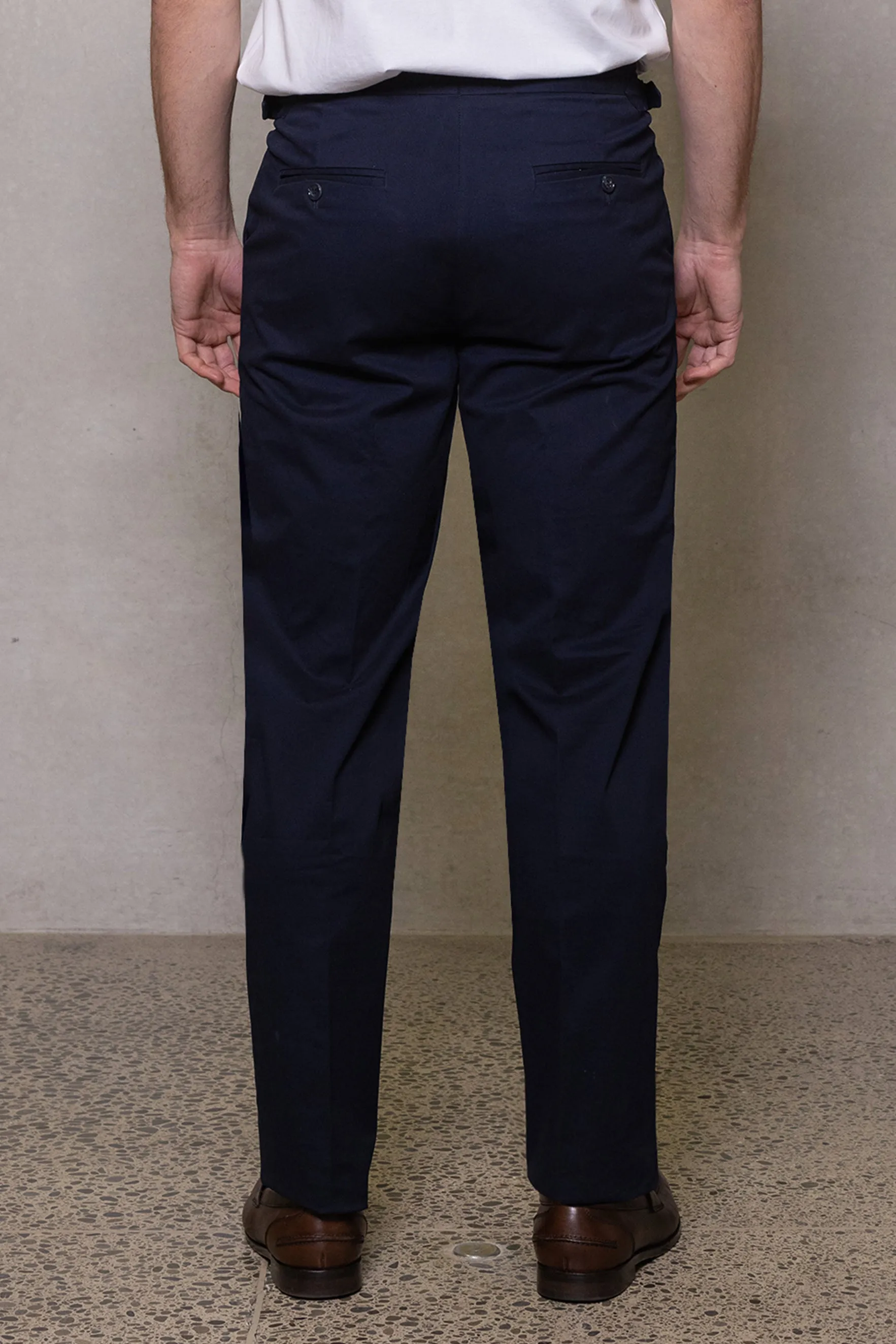 Clive Pleated Cotton Chino: Thunderstorm