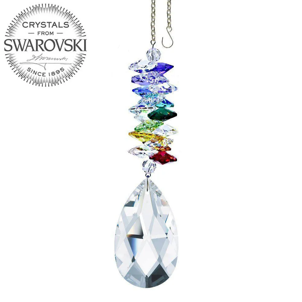 Crystal Ornament Clear Crystal Almond Prism Colorful Swarovski Crystals 5-inch