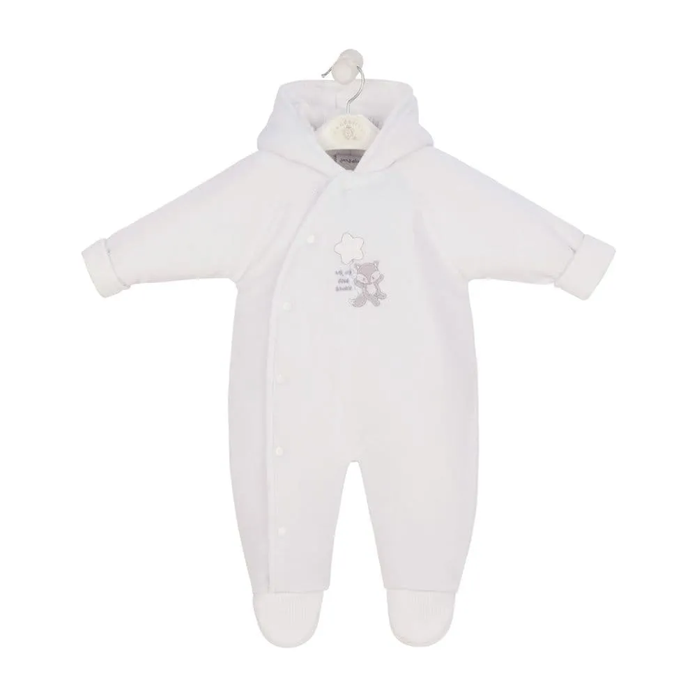 Dandelion Foxy Velour Pramsuit, White