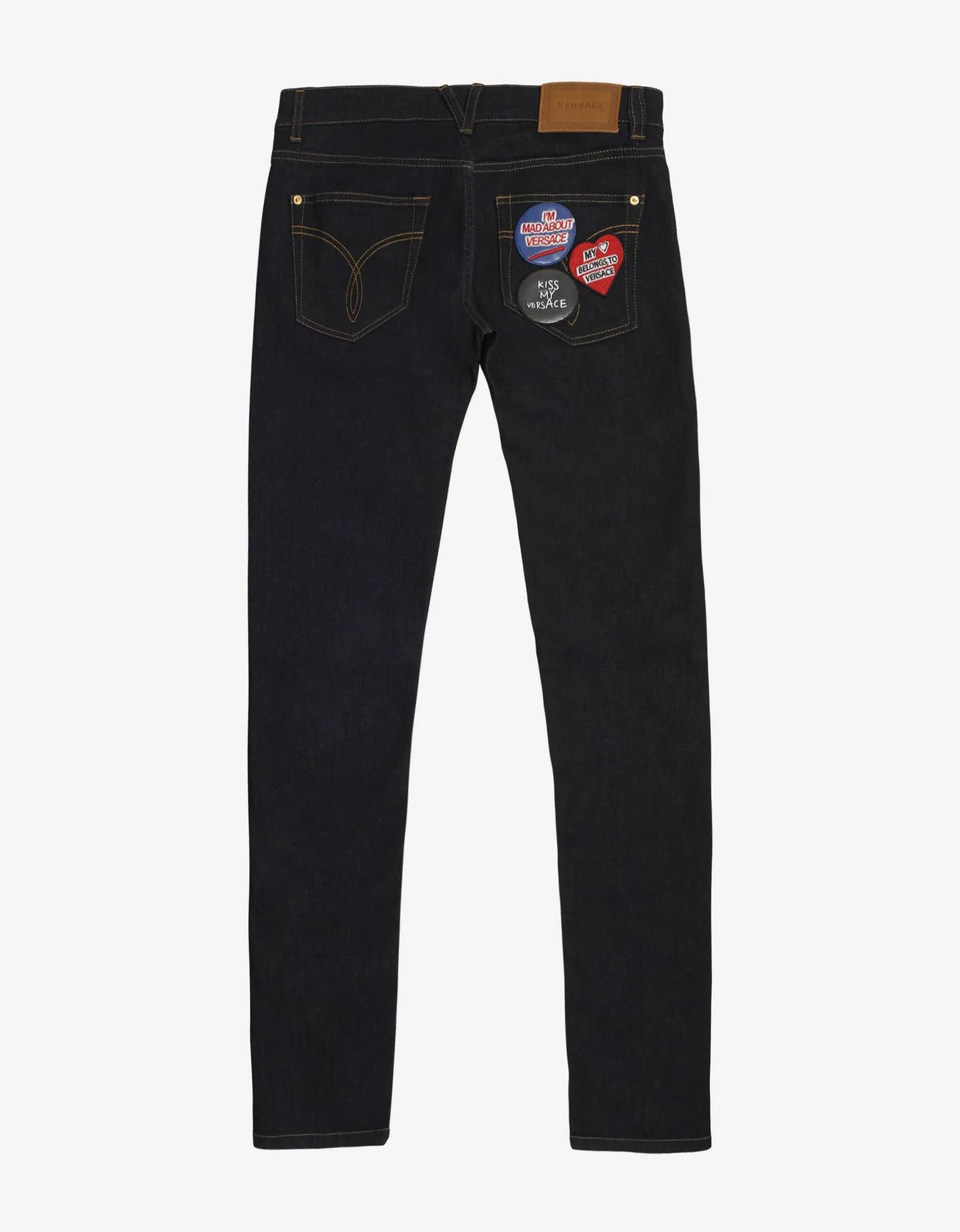 Dark Blue Slim Jeans with Badges