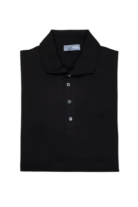 Drumohr Nero Extra Fine Merino Wool Knitted Polo