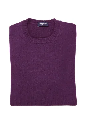 Drumohr Purple LS Solid Cashmere Crewneck Sweater