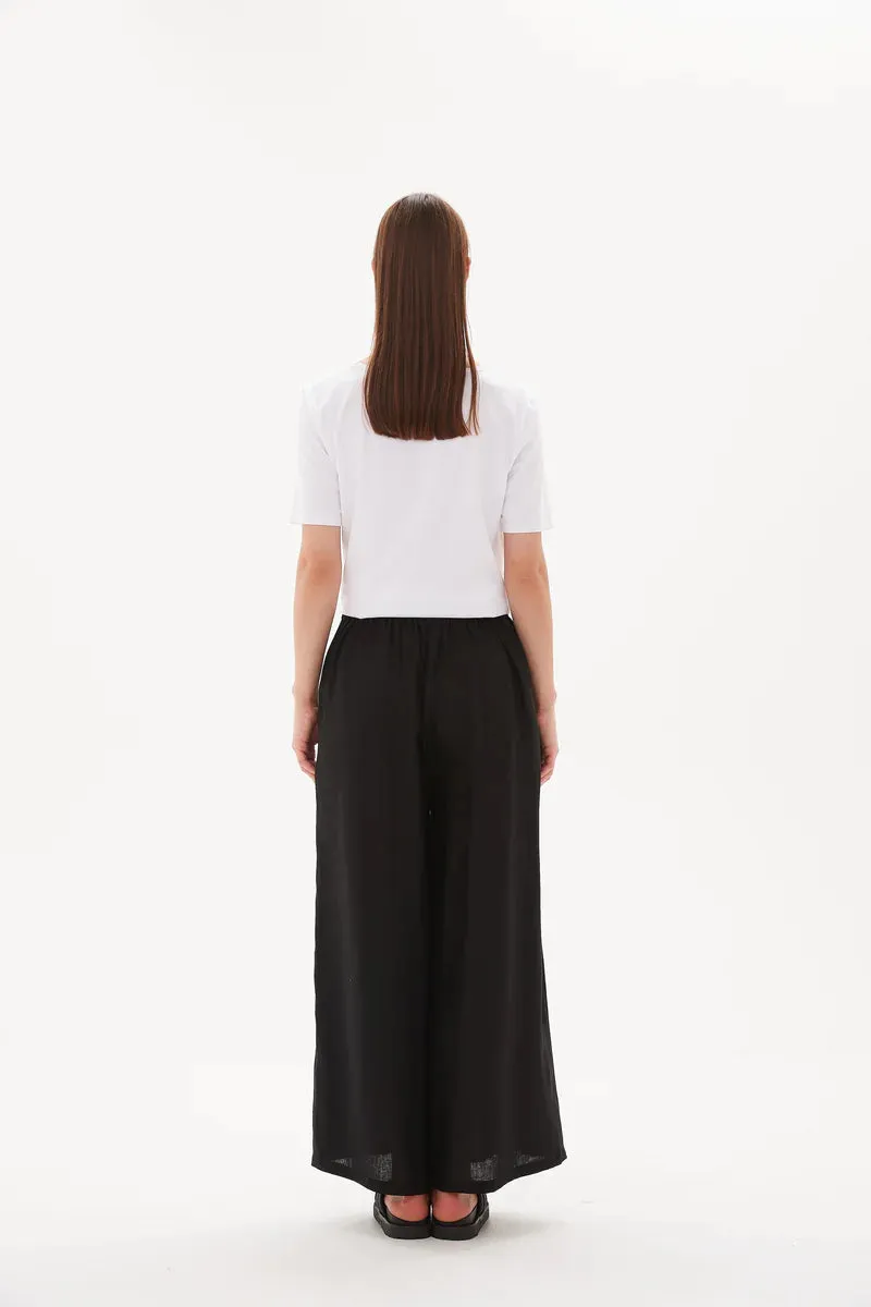 Elastic Back Palazzo Pant | Black