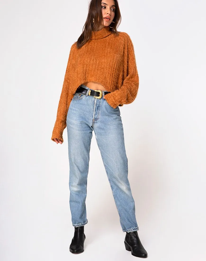 Evie Cropped Sweatshirt in Rust Knit