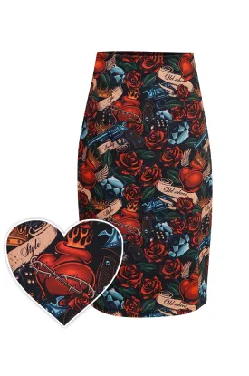 Falda Guns N' Roses Pencil Skirt