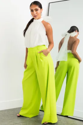 Flying Tomato Lime High Waisted Wide Leg Woven Pants