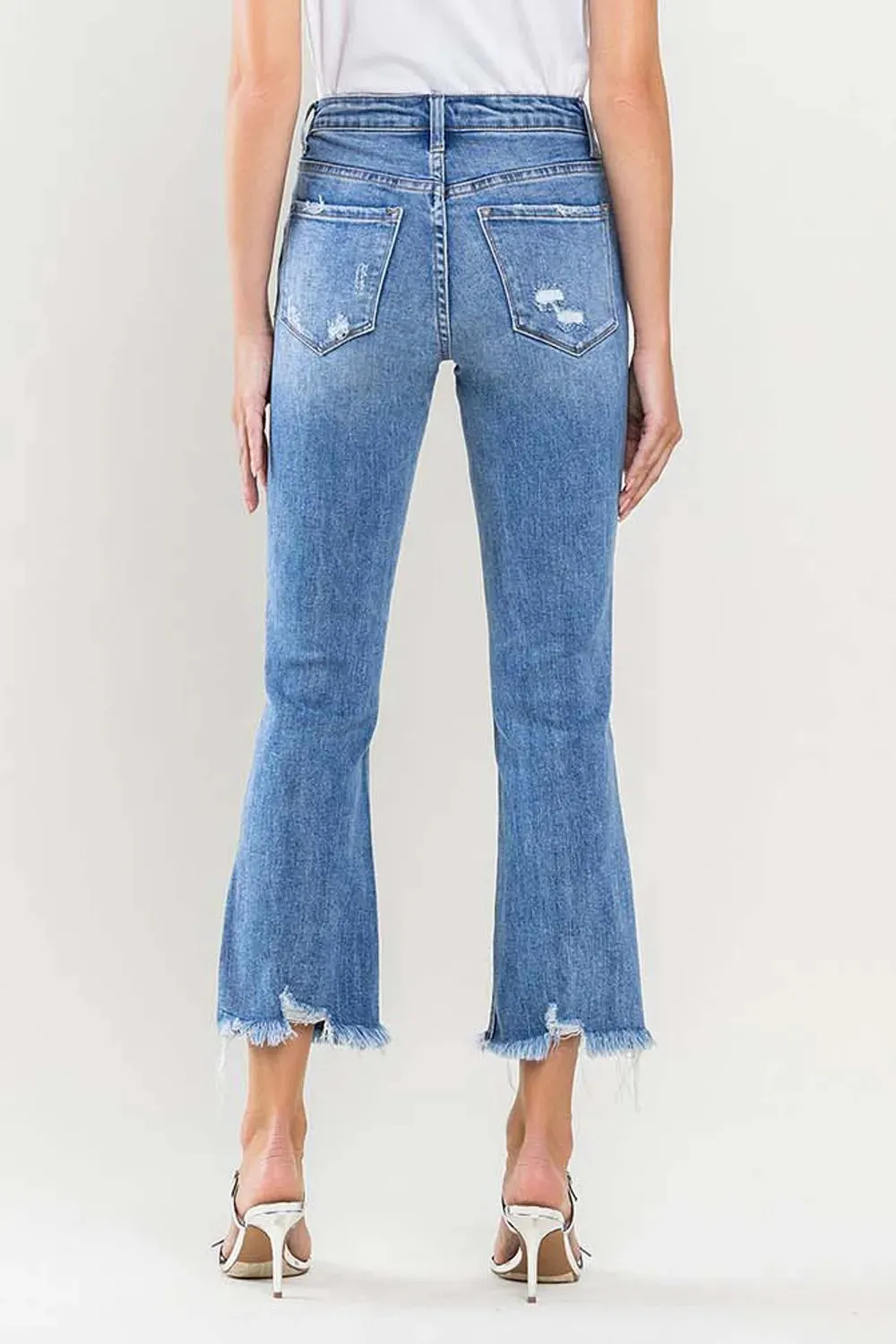 Full Size High Rise Cropped Flare Jeans