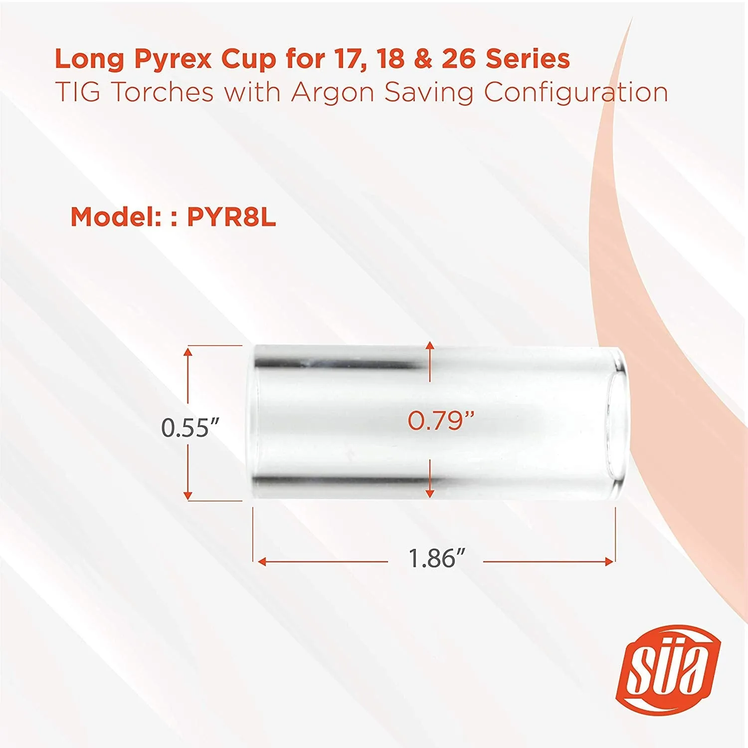 Fused Quartz Cups for 9, 20, 17, 18 & 26 Series TIG Torches with Argon-Saving Configuration