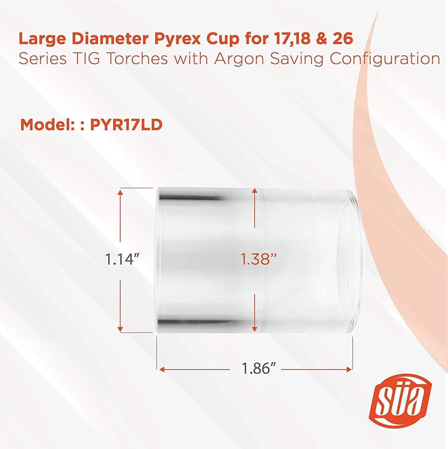 Fused Quartz Cups for 9, 20, 17, 18 & 26 Series TIG Torches with Argon-Saving Configuration