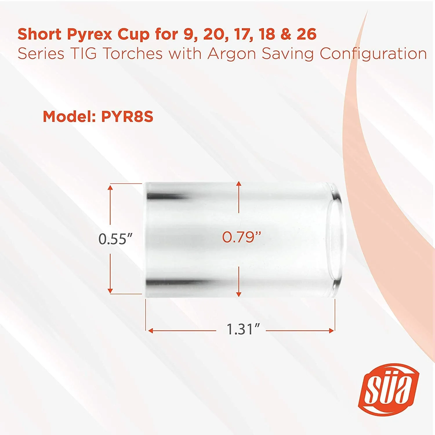 Fused Quartz Cups for 9, 20, 17, 18 & 26 Series TIG Torches with Argon-Saving Configuration