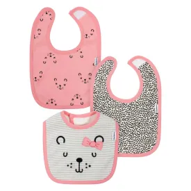 Gerber® Organic 3-Pack Baby Girls Bear Dribbler Bibs