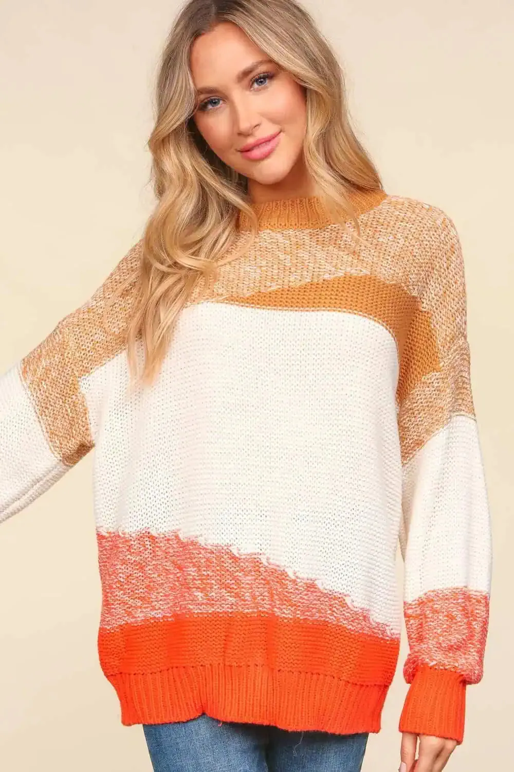 Haptics Color Block Long Sleeve Sweater