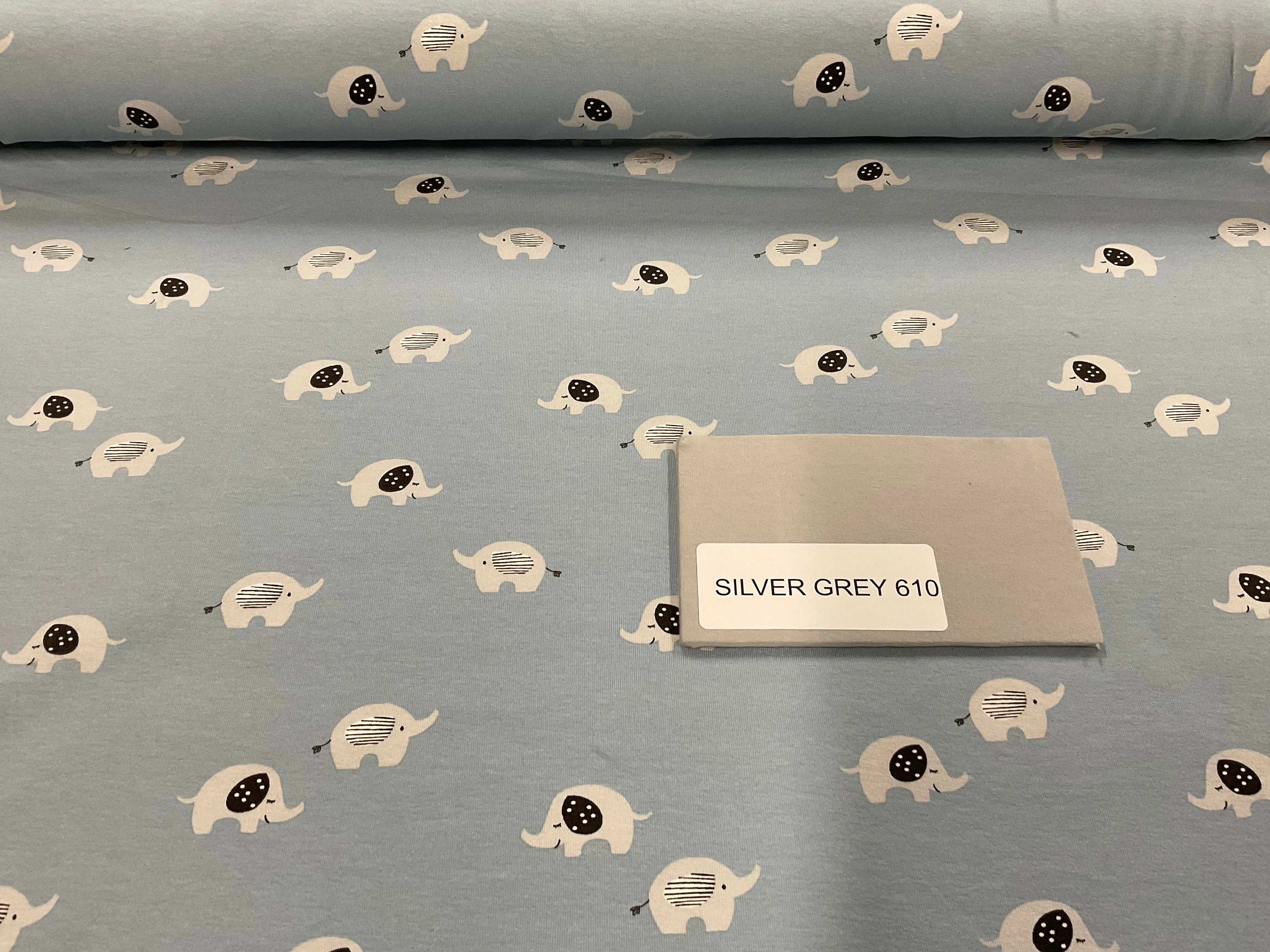 Herd of Elephants Cotton Jersey Fabric