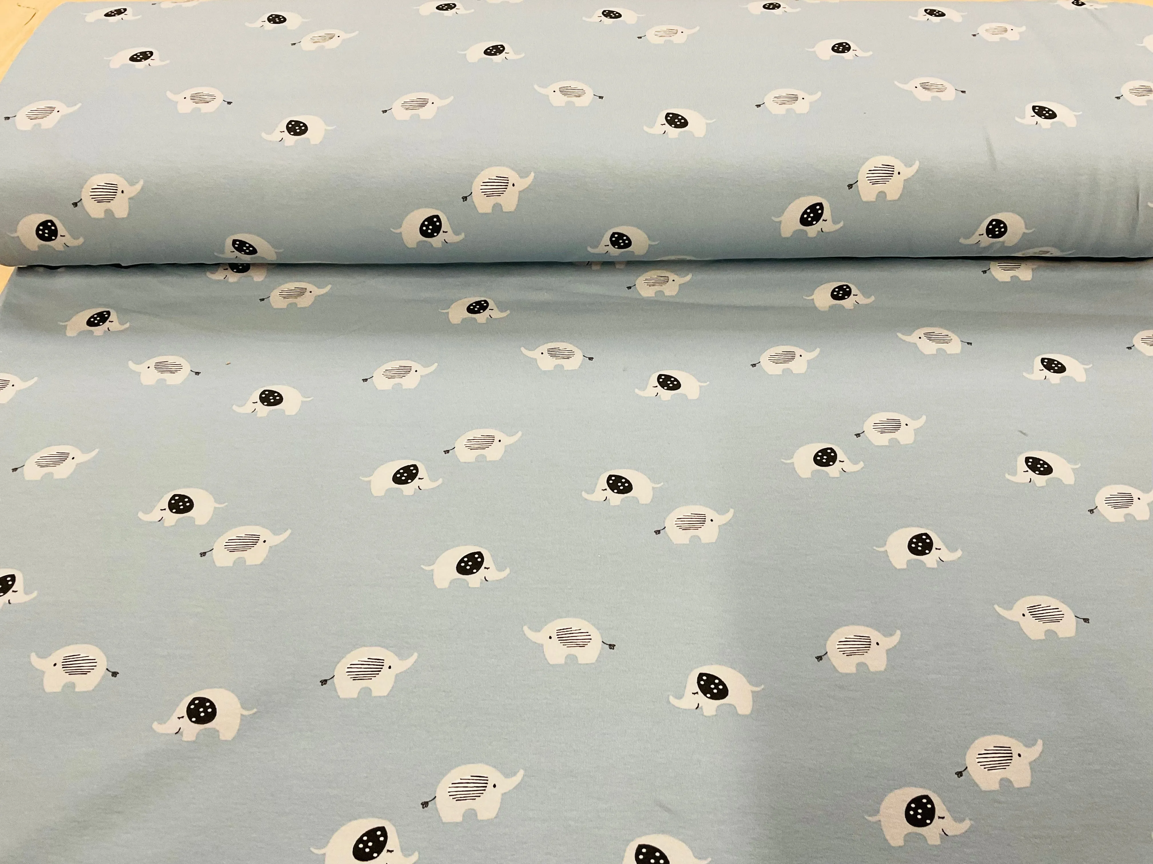 Herd of Elephants Cotton Jersey Fabric