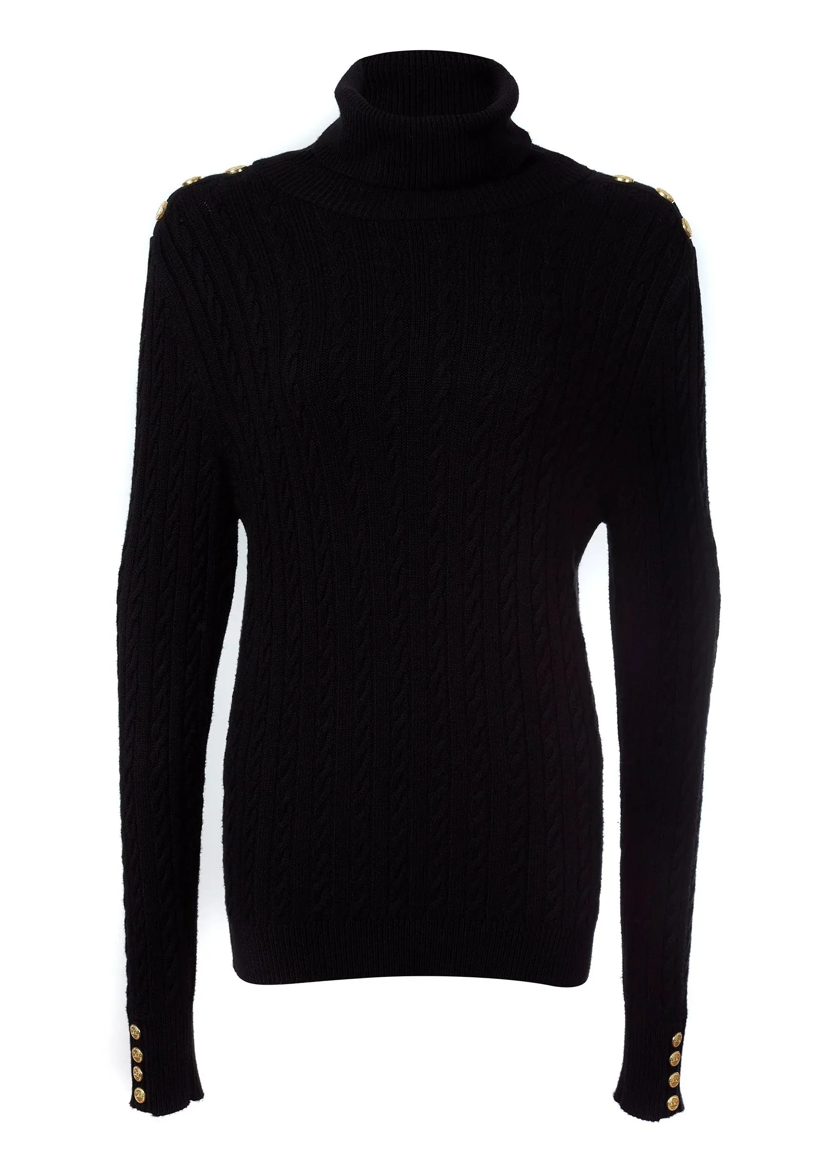 Holland Cooper Seattle Roll Neck Cable Knitwear in Black