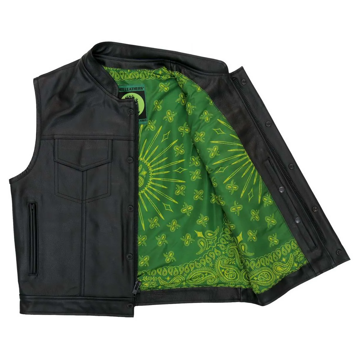 Hot Leathers VSM1050 Men’s Black 'Paisley Green' Conceal and Carry