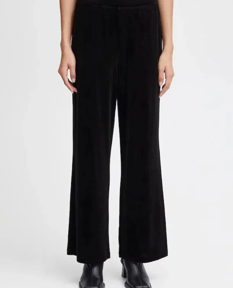 Ichi Lavanny Black Velvet Trousers