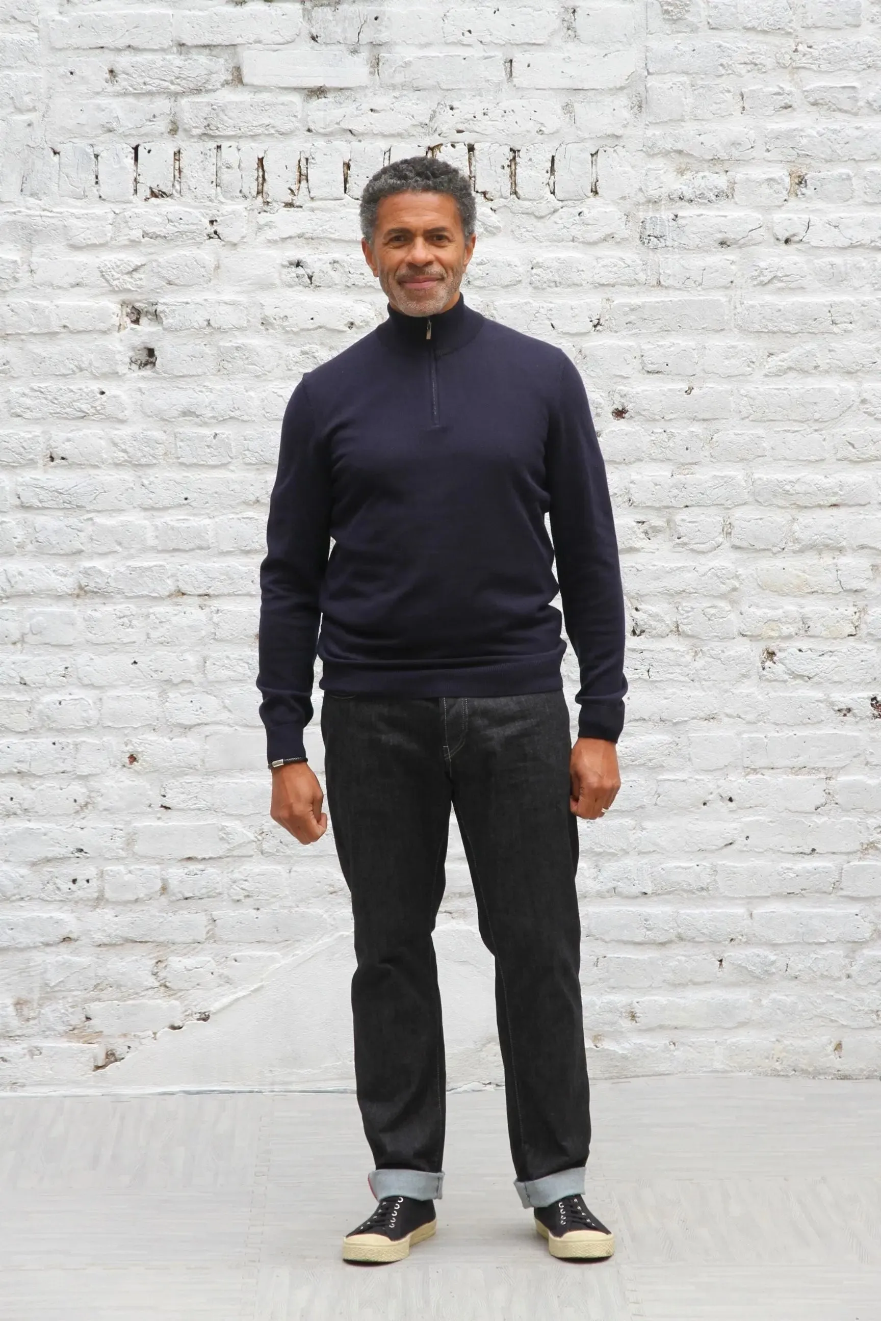 Kingley Knitted Quarter Zip Turtle Neck - Navy