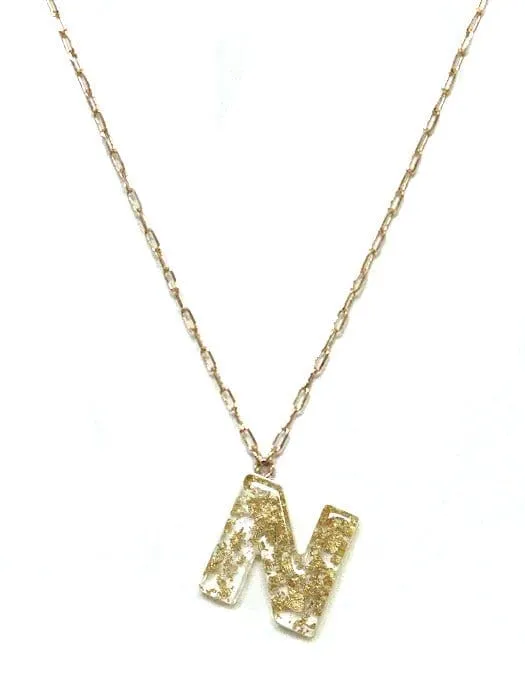 KN8193 Assorted 16 Piece Gold Acrylic Initial Necklace Pack