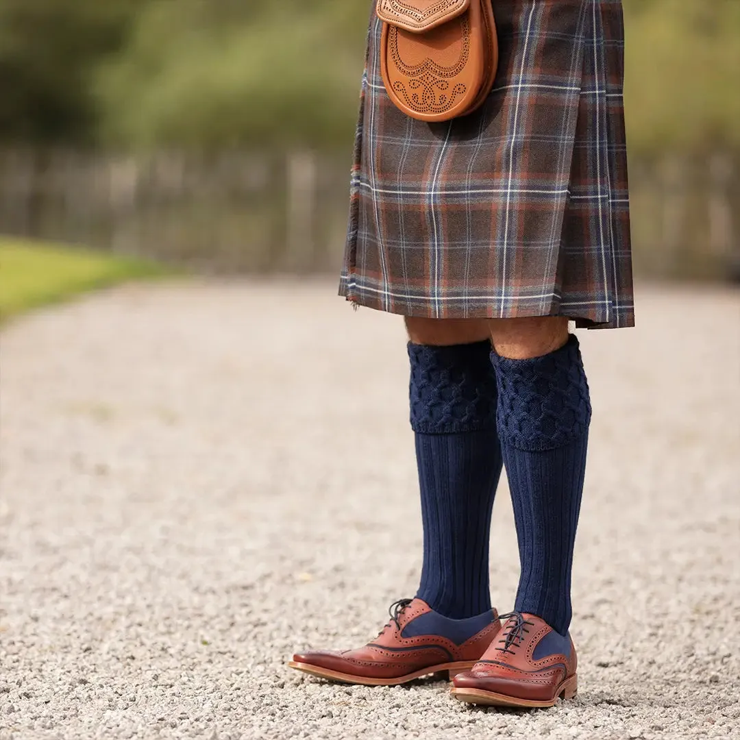 Lewis Wool Kilt Hose - Navy by House of Cheviot