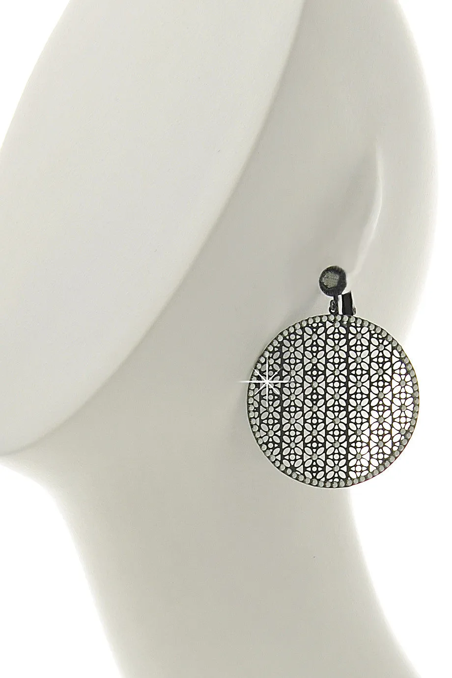 LK DESIGNS EMPIRE Grey Crystal Clip Earrings