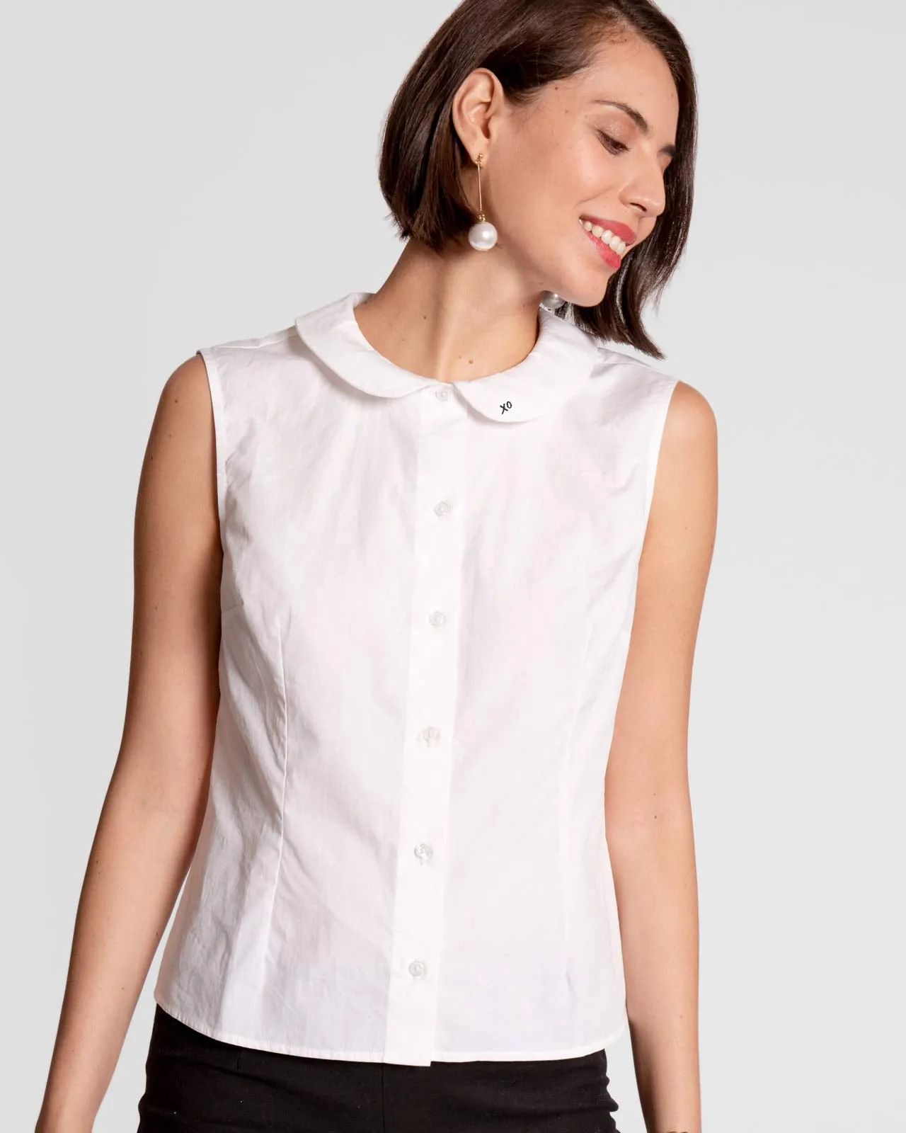 Louise Collar Cotton Shell White