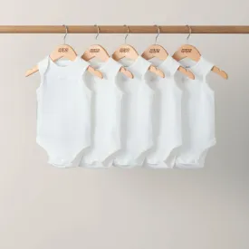 Mamas and Papas Organic Cotton White Sleeveless Bodysuits - 5 Pack