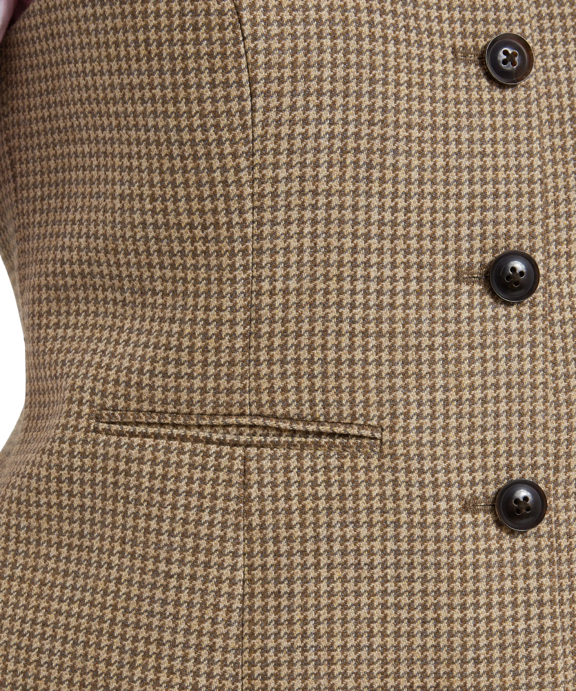 Millport Tweed Nehru Waistcoat - Houndstooth Tweed