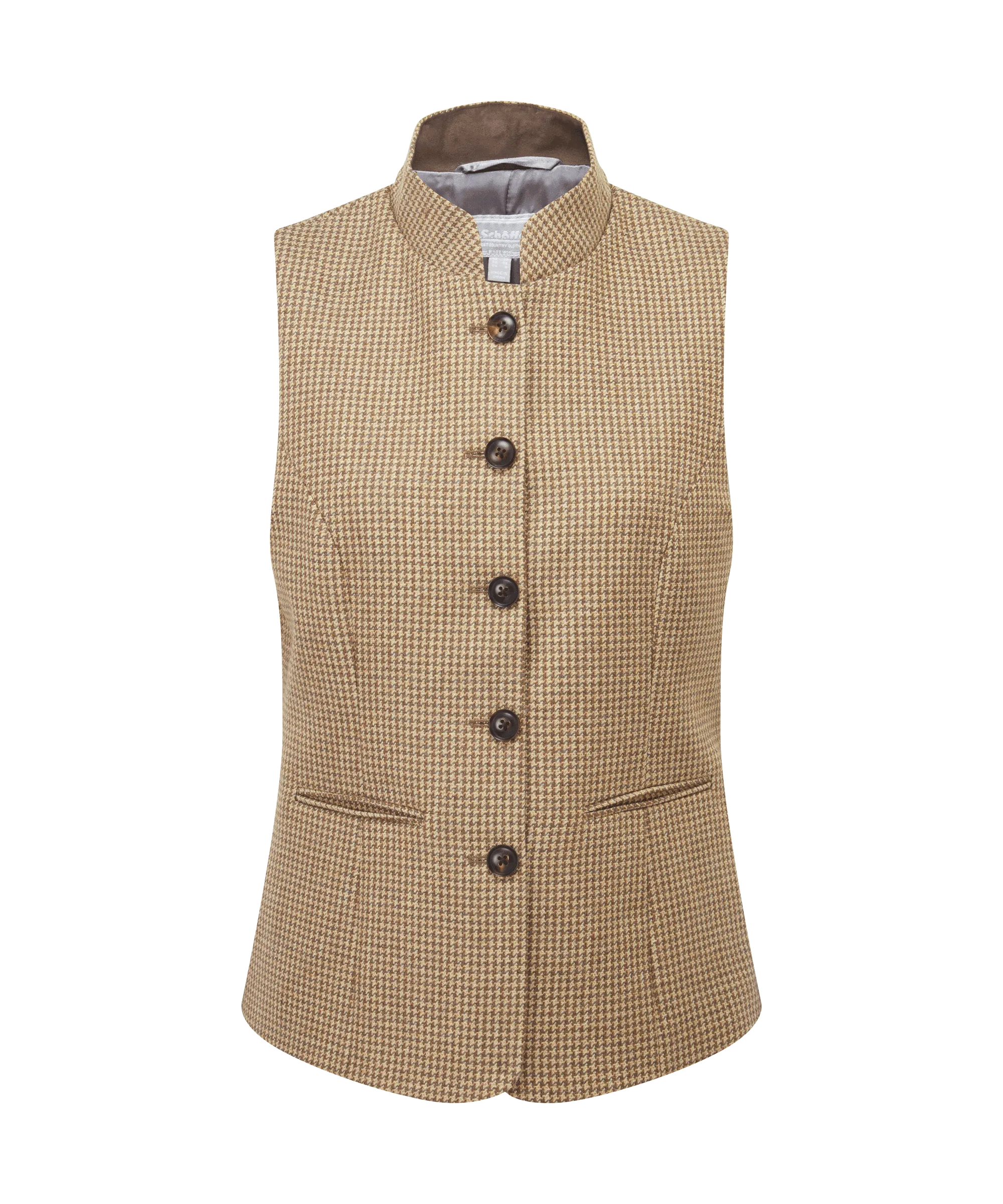 Millport Tweed Nehru Waistcoat - Houndstooth Tweed