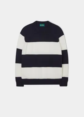 Plumstead Men's Crew Neck Jumper Dark Navy & Ecru