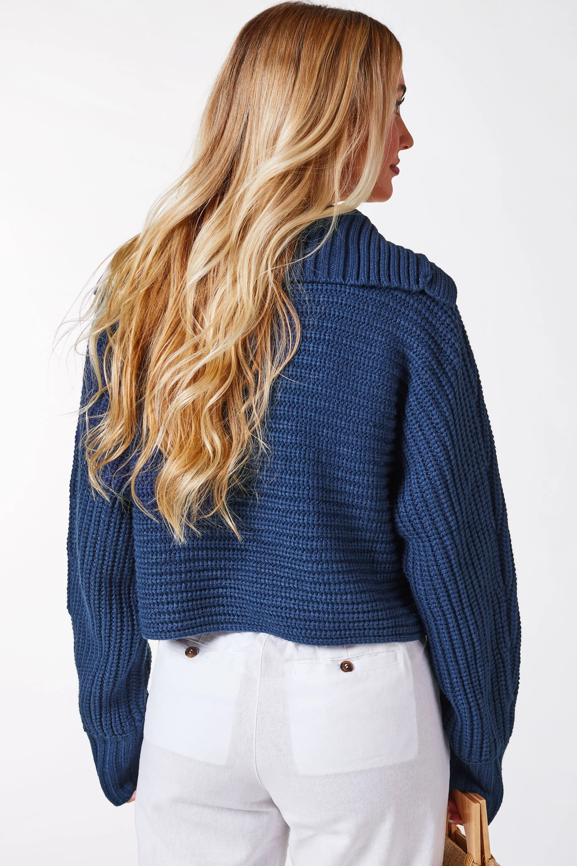 Poppy V-Neck Navy Sweater