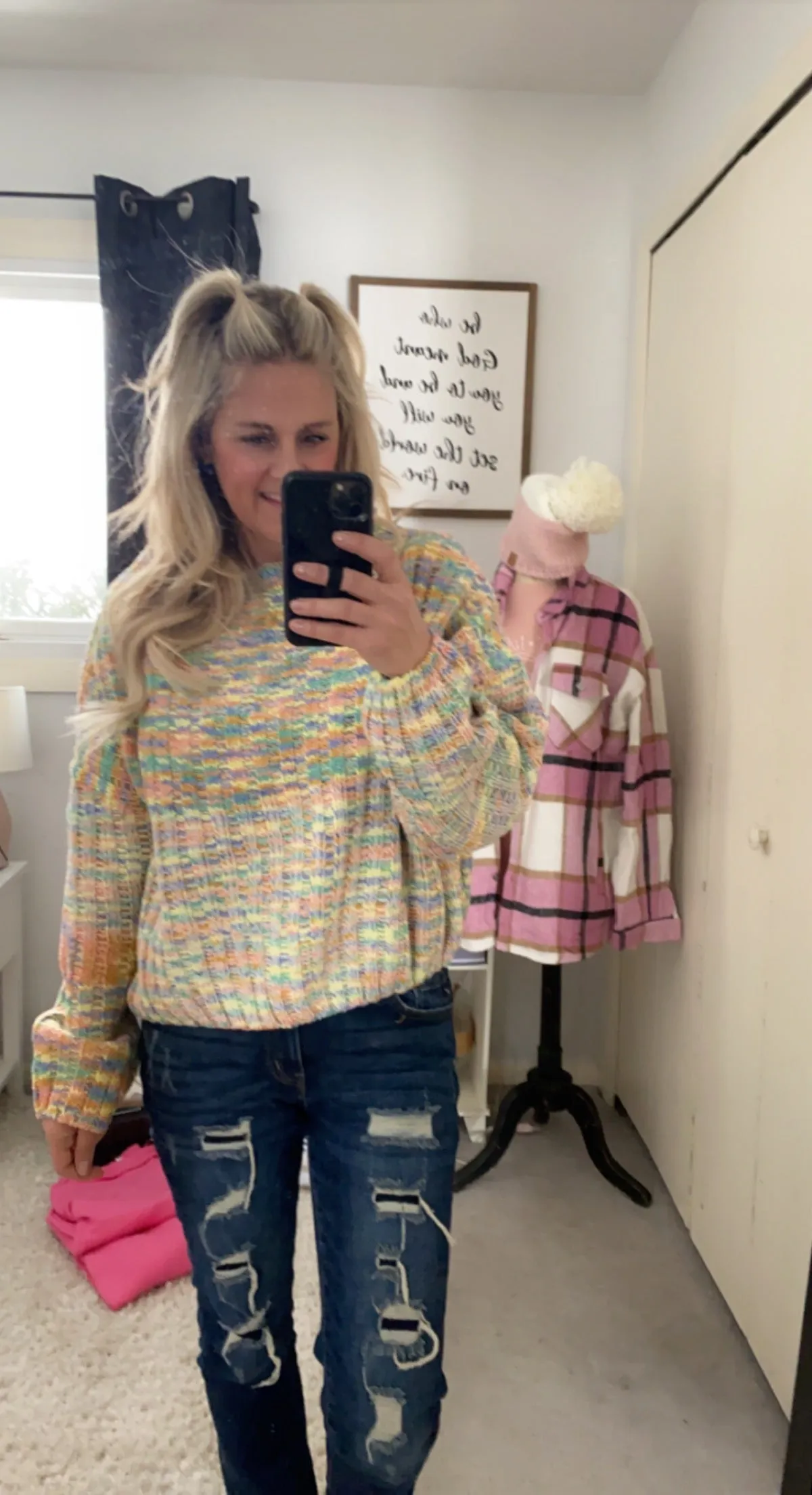 Rainbow pastel boatneck sweater